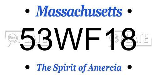 53WF18 Massachusetts License Plate