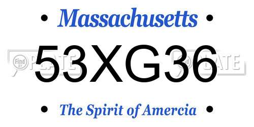 53XG36 Massachusetts License Plate