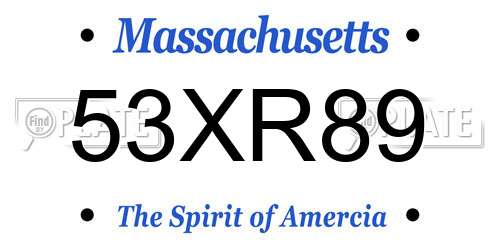 53XR89 Massachusetts License Plate