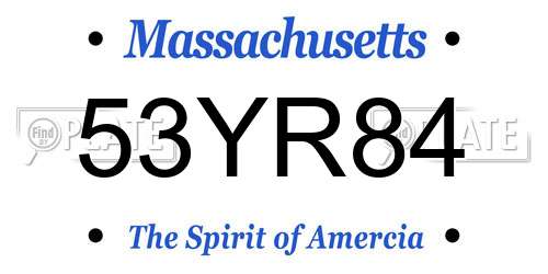 53YR84 Massachusetts License Plate