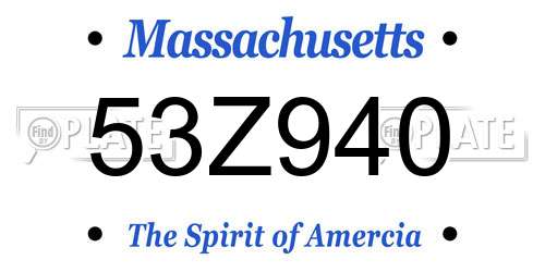53Z940 Massachusetts License Plate