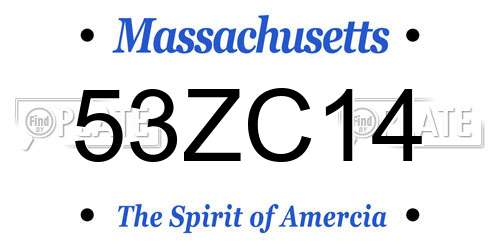 53ZC14 Massachusetts License Plate