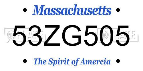 53ZG505 Massachusetts License Plate