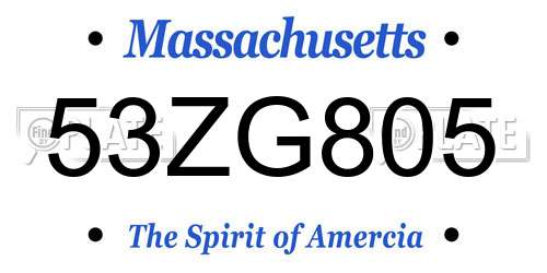 53ZG805 Massachusetts License Plate