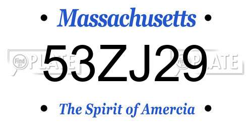 53ZJ29 Massachusetts License Plate