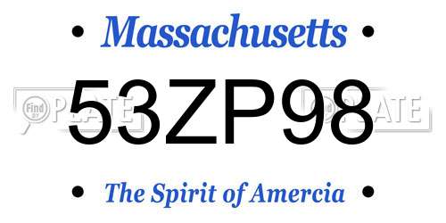 53ZP98 Massachusetts License Plate