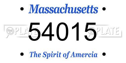 54015 Massachusetts License Plate