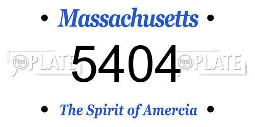 5404 Massachusetts License Plate