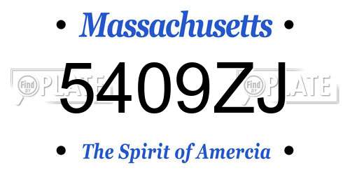 5409ZJ Massachusetts License Plate