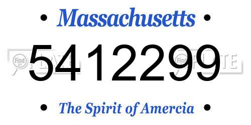 5412299 Massachusetts License Plate