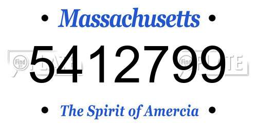 5412799 Massachusetts License Plate