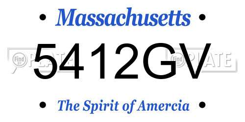5412GV Massachusetts License Plate