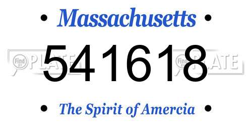 541618 Massachusetts License Plate