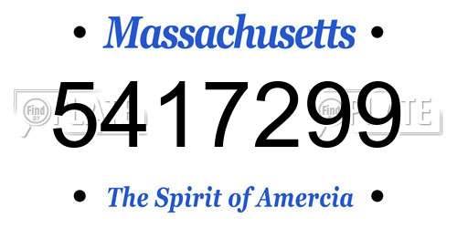5417299 Massachusetts License Plate