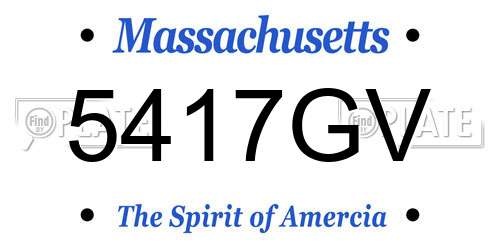 5417GV Massachusetts License Plate