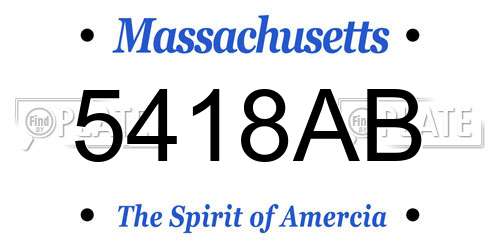 5418AB Massachusetts License Plate