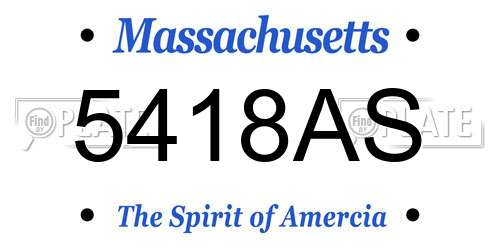 5418AS Massachusetts License Plate