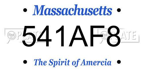 541AF8 Massachusetts License Plate