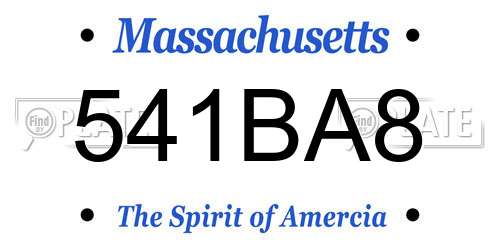 541BA8 Massachusetts License Plate
