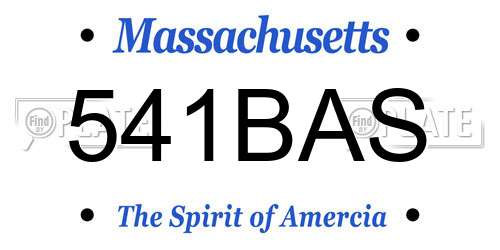 541BAS Massachusetts License Plate