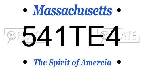 541TE4 Massachusetts License Plate