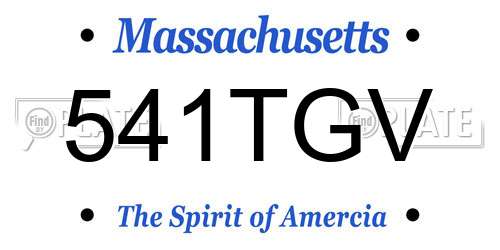 541TGV Massachusetts License Plate