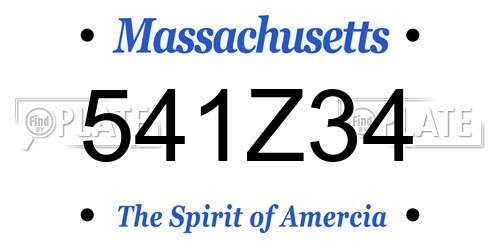 541Z34 Massachusetts License Plate