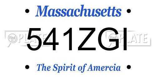 541ZGI Massachusetts License Plate