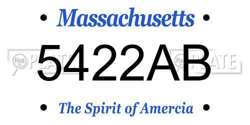 5422AB Massachusetts License Plate
