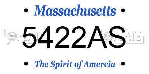 5422AS Massachusetts License Plate