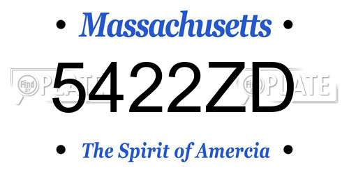 5422ZD Massachusetts License Plate