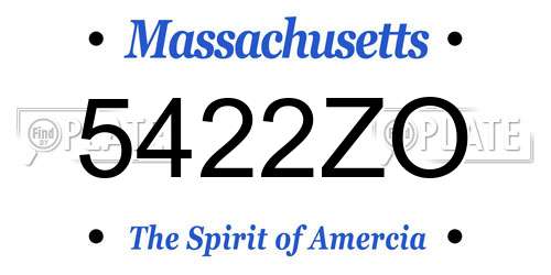 5422ZO Massachusetts License Plate