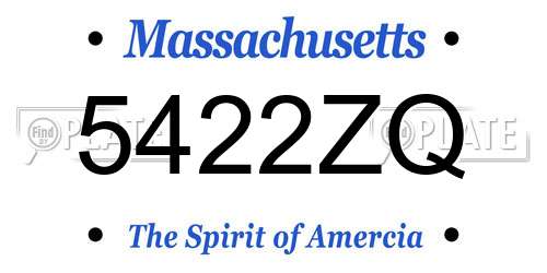 5422ZQ Massachusetts License Plate