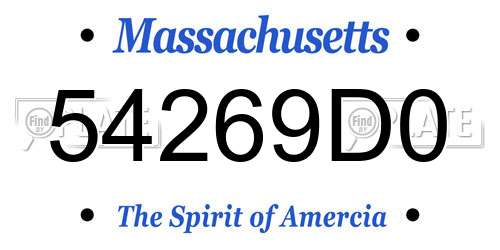 54269D0 Massachusetts License Plate