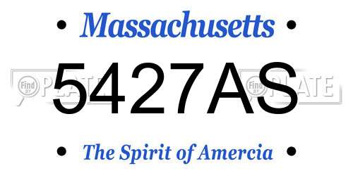 5427AS Massachusetts License Plate