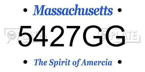 5427GG Massachusetts License Plate