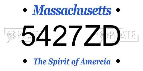 5427ZD Massachusetts License Plate