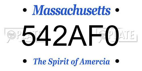 542AF0 Massachusetts License Plate