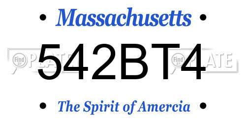 542BT4 Massachusetts License Plate