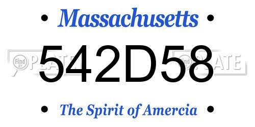 542D58 Massachusetts License Plate