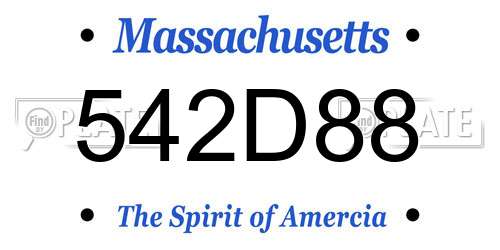 542D88 Massachusetts License Plate