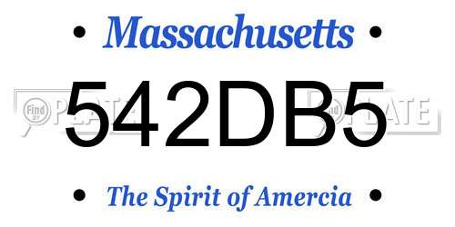 542DB5 Massachusetts License Plate