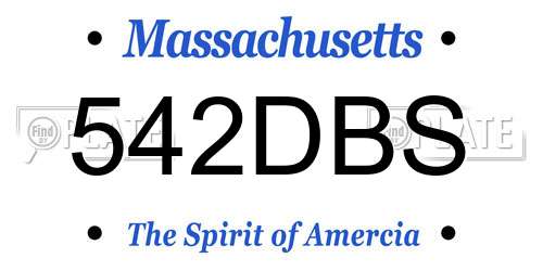 542DBS Massachusetts License Plate