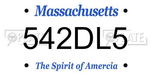 542DL5 Massachusetts License Plate