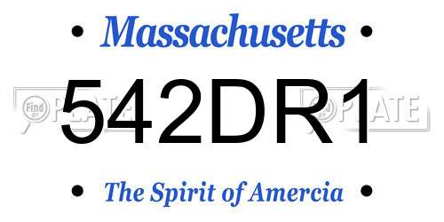 542DR1 Massachusetts License Plate