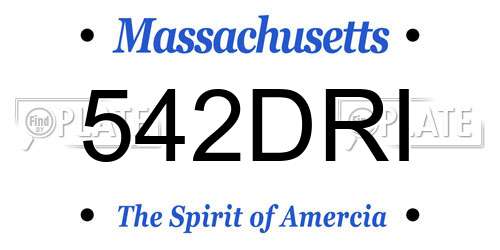 542DRI Massachusetts License Plate