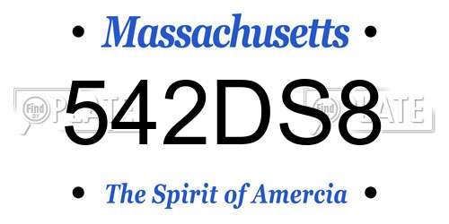 542DS8 Massachusetts License Plate