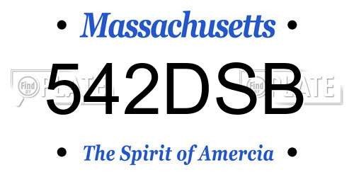 542DSB Massachusetts License Plate