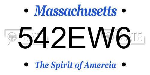 542EW6 Massachusetts License Plate