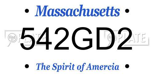 542GD2 Massachusetts License Plate